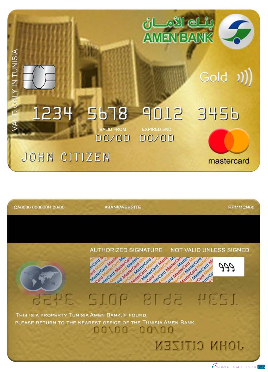 Download Tunisia Amen Bank mastercard gold Photoshop template